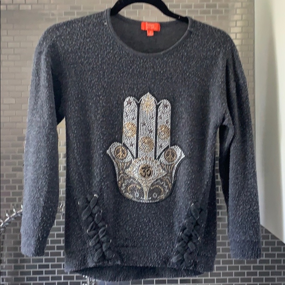 Butter Girls Grey with Hamsa Symbol Sweatshirt
